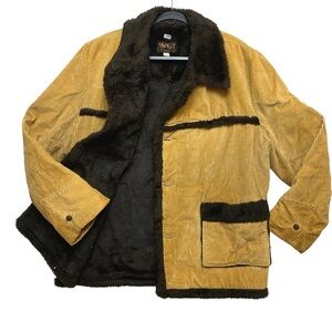 VINTAGE Van Cort Corduroy Sherpa Lined Jacket Mens XL Tan Warm Winter Coat 70s